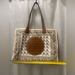 Tory Burch Floral Brown and Cream Tote